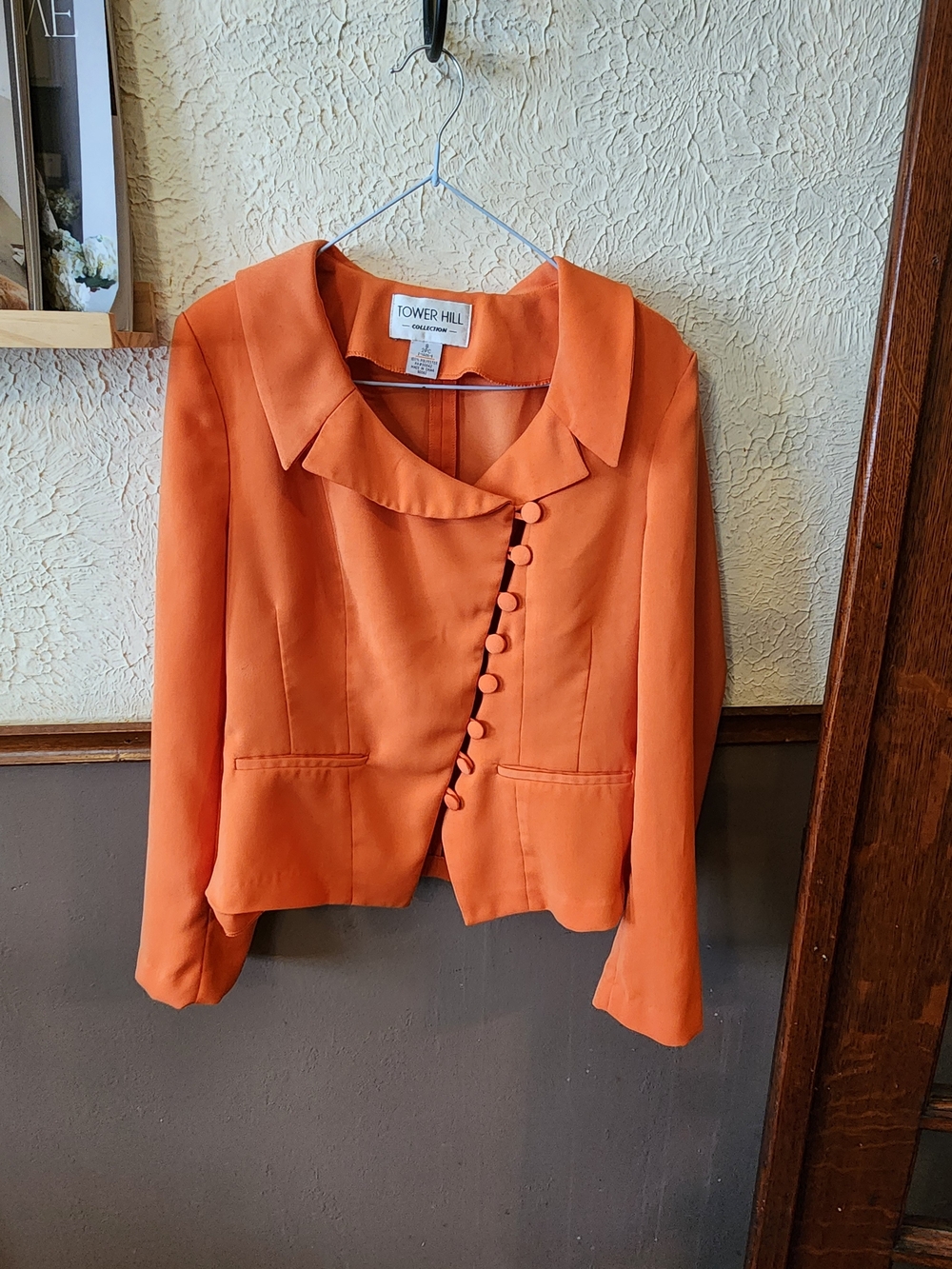 Orange Button-Front Women's Blazer